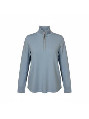 Chicos 1/4 Zip Pullover Sweater Womens Size 0 Light Blue Cashmere Blend Knit Top